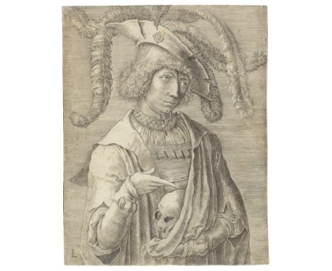 Lucas Van Leyden (1494-1533)Young Man with a Skull (New Hollstein  174) Engraving, circa 1519, on laid paper, with watermark 