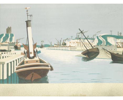 Edward Wadsworth (British, 1889-1949)Imaginary Harbour (Greenwood W/C 26 Artmonsky p.90) Autolithograph printed in colours, 1