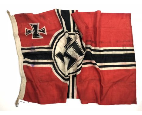 German Third Reich Kriegsmarine WW2 Reich War flag.  A  good example of red cotton printed black and white cross with central