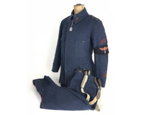 WW1 French Aviation Attributed Casualty Observer Uniform.  A scarce early Other Rank's Observer uniform attributed to Corpora