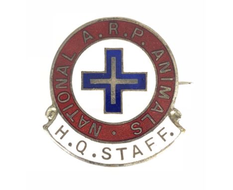 WW2 Home Front National ARP Animals H Q Staff Badge  A rare example representing a member of the Head Quarters Staff. Complet