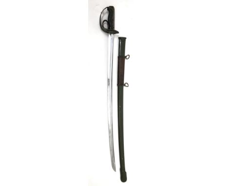 Japanese M1899 Cavalry Sword  A good example with single edged slightly curved blade with large fuller. The hilt with steel k