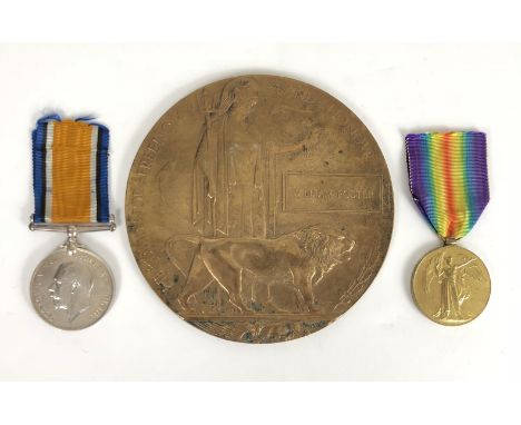 WW1 2nd Bn Welsh Regiment 1914 Casualty Medal Group  Awarded to 11015 PTE W FOSTER WELSH R: British War Medal, Victory Medal,