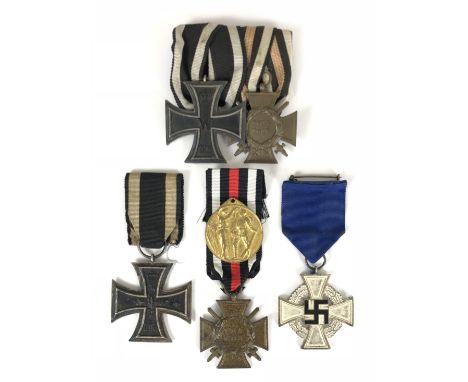 Imperial German / Third Reich. 6 medals  1914 Iron Cross 2nd Class and Hindenburg Cross with swords mounted as worn Germanic 