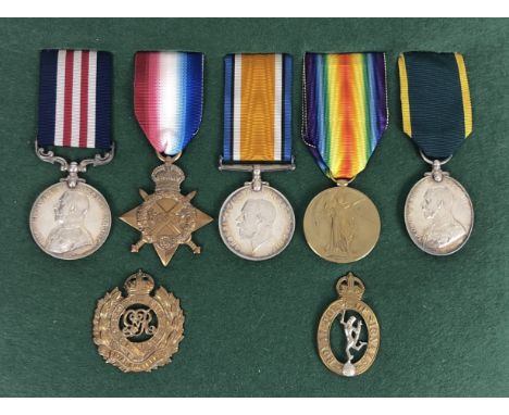 WW1 Royal Engineers London Signal Company Military Medal Long Service Group of 5 Medals.  Awarded to Signalman Arthur John Ha