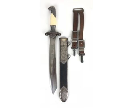 German Third Reich 1937 model RAD Leaderâ€™s dagger and straps by E &amp; F Horster, Solingen.  Fine very scarce example. Whi