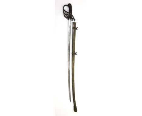 1822 Levee Pattern Victorian Officer's Sword.  A good and scarce example. The 3/4 inch wide 32 inch piped back blade with qui