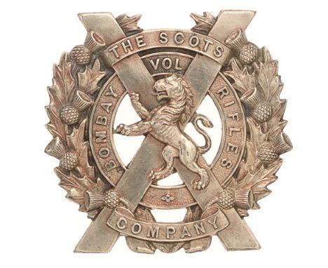 The Scots Company, Bombay Volunteer Rifles Indian Army glengarry badge c. 1914-22.  Fine scarce British made die-stamped whit