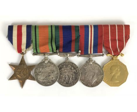 WW2 Royal Canadian Air Force Officer Medal Group of Five. Awarded to Flight Lieutenant R H Richie. An unusual combination com
