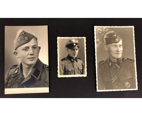 German Third Reich 3x Original SS Portrait Photographs.  Three examples depicting head and shoulder portraits  of SS soldiers