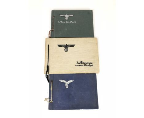 German Third Reich Army Photograph Albums.Â&nbsp; Two examples both have had the photographs removed. One album decorated to 