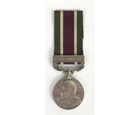 Royal Garrison Artillery Silver Tibet Medal, clasp GYANTSE. Awarded to 1918 GUNNR J BAIRD 7TH MTN BY R.G.A. Gunner John Baird