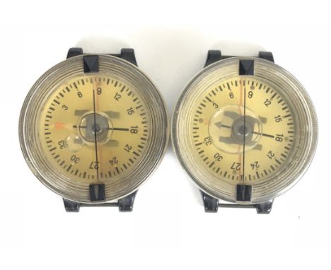 WW2 Period 2 x Luftwaffe Aircrew Wrist Compass   Two good clean examples with clear dial, liquid filled. The underside with i