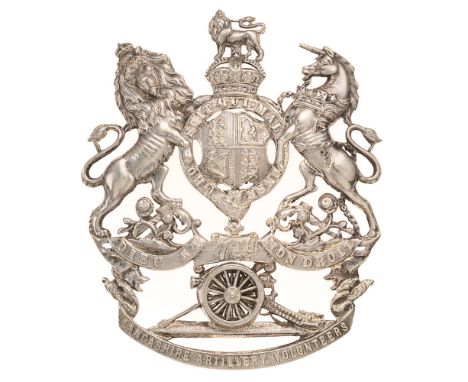 7th Lancashire Artillery Volunteers Edwardian Officer's helmet plate badge c. 1901-08.  Fine scarce die-stamped white metal R