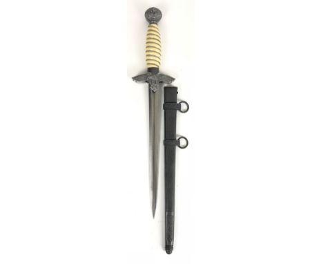 German Third Reich Luftwaffe Officer's 2nd pattern dagger by WKC, Solingen c. 1937-45.  Good clean example with cream spiral 