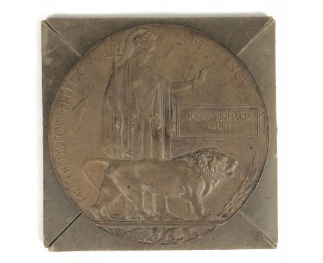 1st Bn Ox &amp; Bucks Light Infantry unique name WW1 Memorial Plaque.  Issued to commemorate John Richard Ebury who paid the 