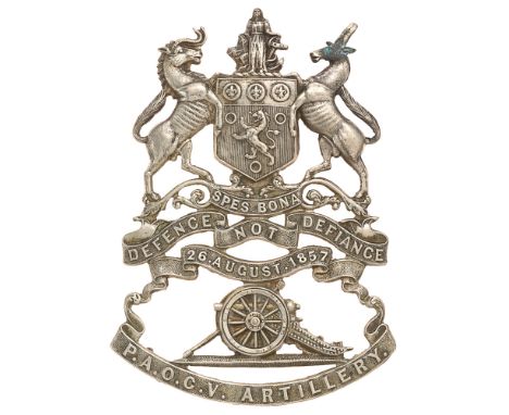 Prince Alfred's Own Cape Volunteer Artillery South African helmet plate badge c. 1870-99.  Good scarce British made die-stamp
