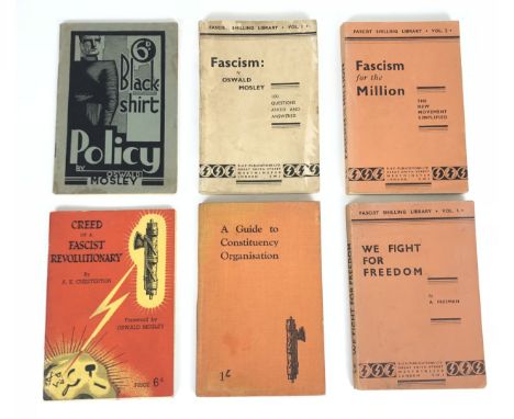 British Union of Fascist BUF  6 Original Booklets.  Comprising:Black Shirt Policy by Oswald MosleyFascism by Oswald Mosley 10