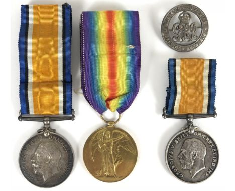 WW1 Campaign Medals Including Casulty Pair &amp; French Red Cross. Comprising: British War Medal, Victory Medal, "6481 PTE W.