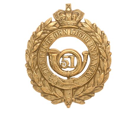 51st (2nd Yorkshire, West Riding) or King's Own Light Infantry Regiment glengarry badge c. 1874-81.  Good scarce die-stamped 