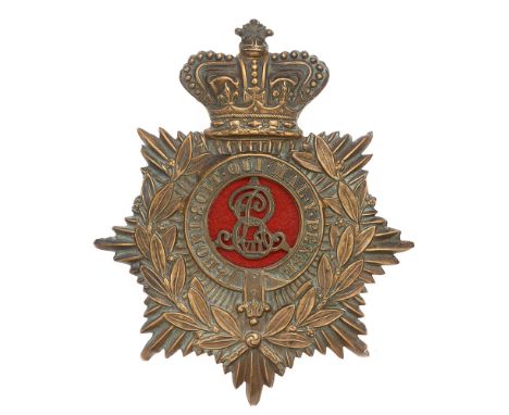 Military Police Victorian / Edwardian transitional helmet plate badge c. 1901.  Good scarce die-stamped brass crowned star be