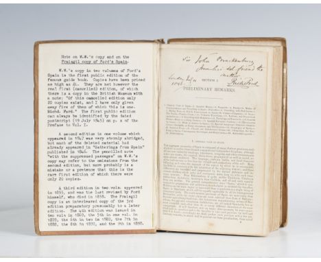 SPAIN. - Richard FORD. A Hand-book for Travellers in Spain. London: John Murray, 1845. 2 vols. First edition, a signed presen