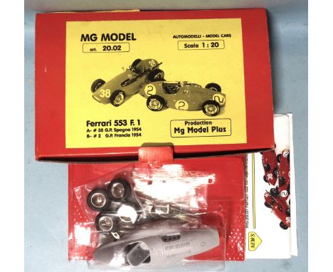 MG Model, no.2002 1:20 scale resin and metal car kit, Ferrari 553 F1, (boxed, components sealed, appears complete). 