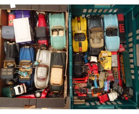 A quantity of unboxed play-worn diecast and plastic cars by Solido, Burago, Ertl and others, various scales. 