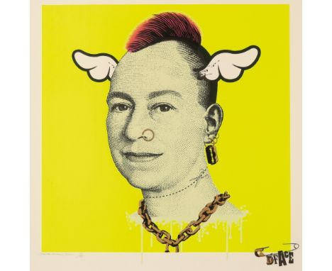 •D*FACE (Dean Stockton, b. 1978) 'More Punk Than You Punk' (fluorescent yellow) signed and numbered 10/50in pencil lower left