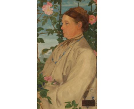 •MAXWELL ASHBY ARMFIELD (1881-1972) 'The Mother of the Artist - June MDCCCCV' the sitter depicted standing half-length amongs