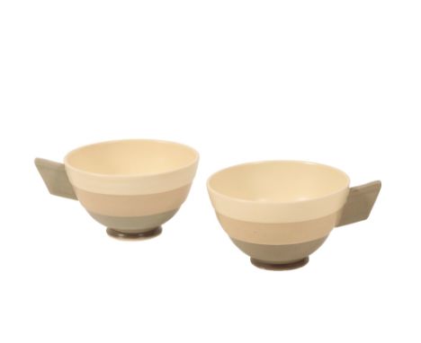 POOLE POTTERY: SET OF SIX ART DECO "EVEREST" CUPS, designed by John Adams, impressed and printed marks, 11.5cm dia