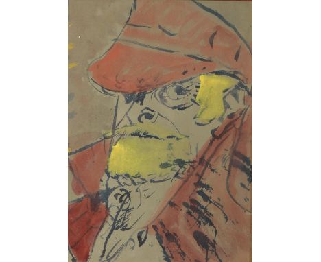 •SVEN BERLIN (1911-1999) Self Portrait, watercolour, 51.5cm x 37.5cm 
