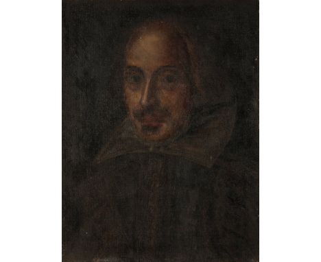 •VLADIMIR POLUNIN (1880-1957) (?) Head and shoulders portrait of Shakespeare, after the famous Chandos portrait, oil on canva