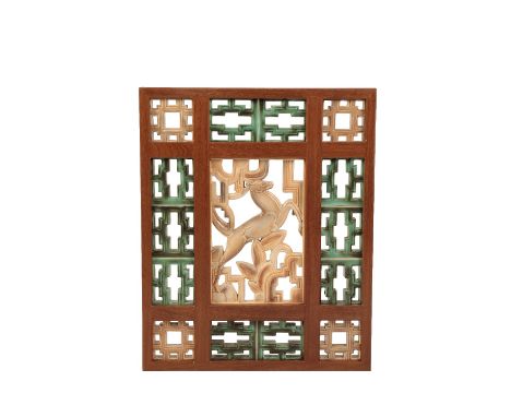 POOLE POTTERY: AN IMPORTANT AND EXCEPTIONALLY RARE ART DECO FAIENCE "LEAPING GAZELLE" TILE PANEL, probably designed by John A