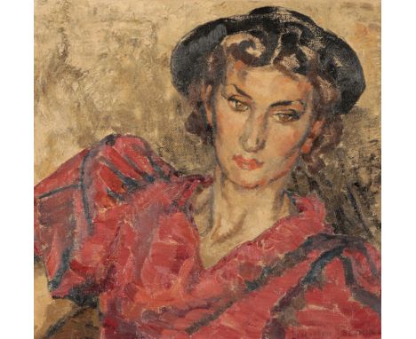 •ELIZABETH VIOLET POLUNIN (1887-1950) A bust-length portrait of a stylish young woman, signed lower right, oil on canvas, 40c