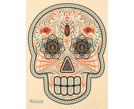 ERNESTO YERENA (b. 1986) 'Ganas Dia De Los Muertos' Day of the Dead Calavera (skull), 2011, signed limited edition screenprin