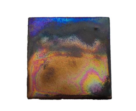 CARTERS (POOLE POTTERY): A LUSTREWARE TILE, impressed marks, 16cm Sq
