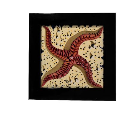 •SALVADOR DALI FOR MAURICE DUCHIN: LA SUITE CATALANE; A "STARFISH" TILE, c.1954, painted in polychrome, signed marks, 27cm sq