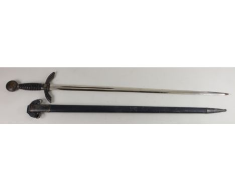 German WW2 Luftwaffe 1st Pattern Sword, with scabbard and leather hanger strap. Blade maker marked 'Original Eickhorn Solinge