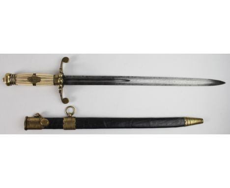 Dirk: A good Naval Officer's Dirk circa 1800 based on the five ball spadroon sword. Ribbed grip with 'cigar band' Crown &amp;