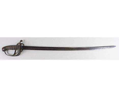 Sword: Victorian Pattern 1845 Infantry Officers sword. Brass hilt with VR Cypher &amp; folding guard. Blade 29" with Quill po
