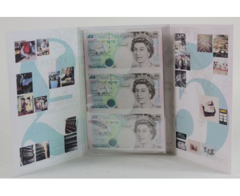 Kentfield £5. Five Pound First Sheetlet" An uncut strip of three  "AC01, AC02, AC03 000122. Unc in the folder of issue