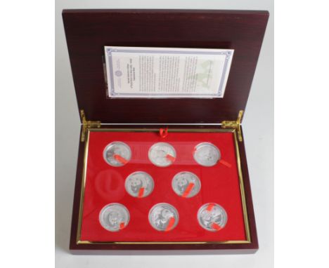 China, Special Collectors Edition of Chinese Pandas 1989-2005: 17x Chinese 1oz silver Panda 10 Yuans, issued by 'China Gold C