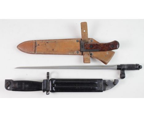 Bayonets: Russian Bayonets as follows: 1) AKM Bayonet in plastic scabbard g.c. 2) Model 1944 folding bayonet. No scabbard g.c