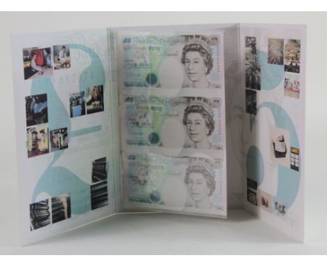 Kentfield £5. Five Pound First Sheetlet" An uncut strip of three  "AC01, AC02, AC03 000404. Unc in the folder of issue