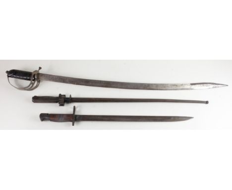 Bayonets &amp; a sword - US 1917 Remington (no scabbard), French Lebel M1886 cruciform bayonet and scabbard, plus a WW2 era I