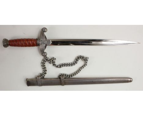 German WW2 superb quality miniature Army Dagger with scabbard, blade maker marked 'Alcoso ASC Solingen'.  (23.5cm)