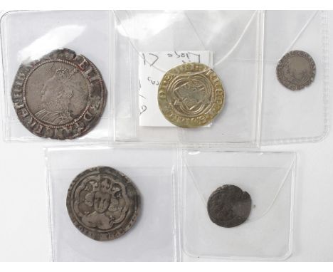 Liege debased gold Gulden of John IX van Horn, Bishop of Liege, 1482-1585, 2.39g, 22mm, GF, scratches, Edward III silver groa