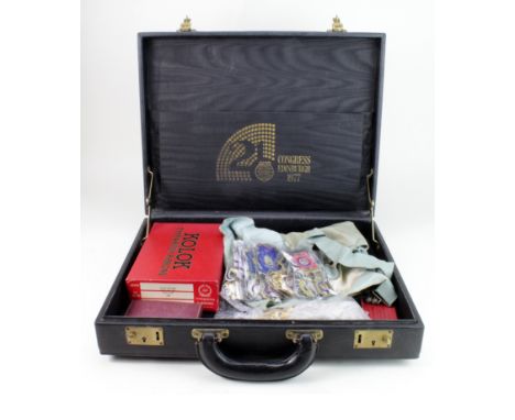 Masonic &amp; Buffs Jewels (30) in a suitcase, including many hallmarked silver gilt pieces, early 20thC to 1990s, also inclu