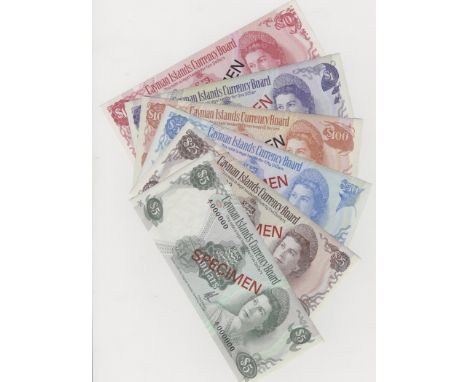 Cayman Islands Specimen set 1974 Pick CS1 A set of five notes P5 - 11 all with Specimen over print and serial number "A/1 000